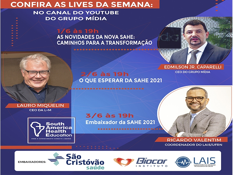 Começa na próxima semana maratona de Lives da SAHE 2021