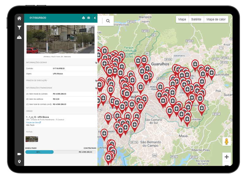 Tecnologia permite ao cidadão acompanhar em tempo real o avanço de obras públicas na área da Saúde em São Paulo