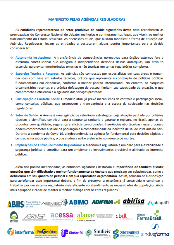 manifesto agências reguladoras